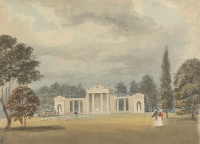 Plébániatemplom, elölnézet és részleges jobb oldali nézet, Ayot St. Lawrence, Hertfordshire alkotó: Samuel Davis