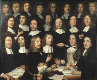 A dordrechti pénzverde mestereinek csoportportréja alkotó: Samuel van Hoogstraten