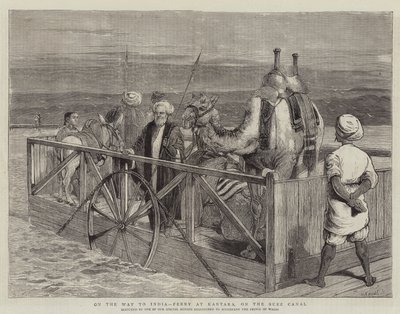 Útban Indiába, komp Kantaránál, a Szuezi-csatornán alkotó: Samuel Edmund Waller