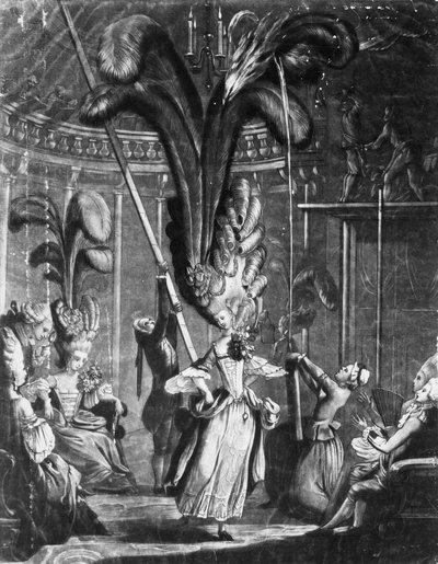 Tipp a hölgyeknek, hogy vigyázzanak a fejükre, nyomtatta: Sayer + Bennet, 1776 alkotó: Samuel Hieronymous Grimm