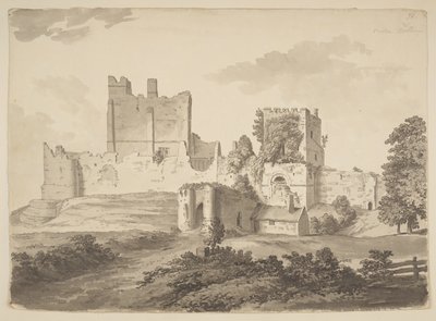 A Prudhoe kastély látképe tintával, Ovingham plébánián (tinta, papír) alkotó: Samuel Hieronymous Grimm