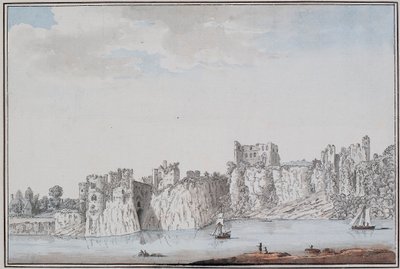 Chepstow Castle (tinta és akvarell, papír) alkotó: Samuel Hieronymous Grimm