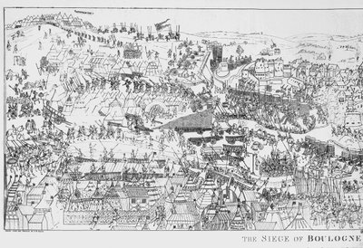 VIII. Henrik király (1491-1547) Boulogne ostroma 1544-ben, James Basire metszete, 1788 (lásd még: 106603) alkotó: Samuel Hieronymous Grimm