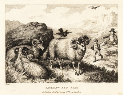 Egy ütős énekel a kos hátán. 1811 (rézkarc) alkotó: Samuel Howitt