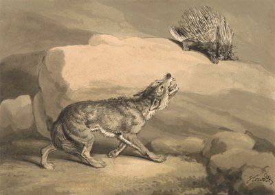 Róka és a sündisznó (disznó) alkotó: Samuel Howitt