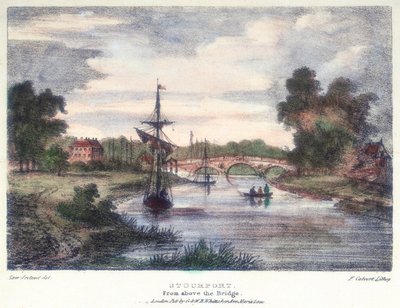 Stourport-on-Severn, Worcestershire, a híd felett, c1795. alkotó: Samuel Ireland