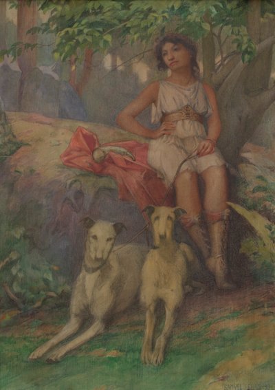 Két kopó figura alkotó: Samuel Isham