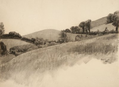Vidéki táj, 1884 (szén, buff fektetett papíron) alkotó: Samuel Isham