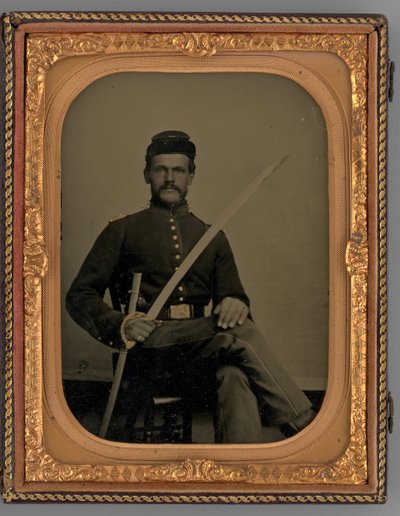Névtelen portré egy ülő katona szablyával, 1862. alkotó: Samuel J. Miller