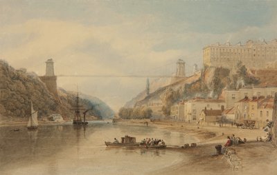 A javasolt függőhíd a Ronham Ferryről, c. 1836 alkotó: Samuel Jackson