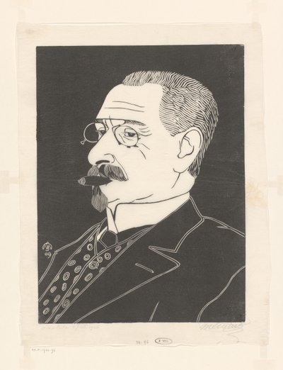 Egy ismeretlen férfi portréja szivarral alkotó: Samuel Jessurun de Mesquita (signed by artist)