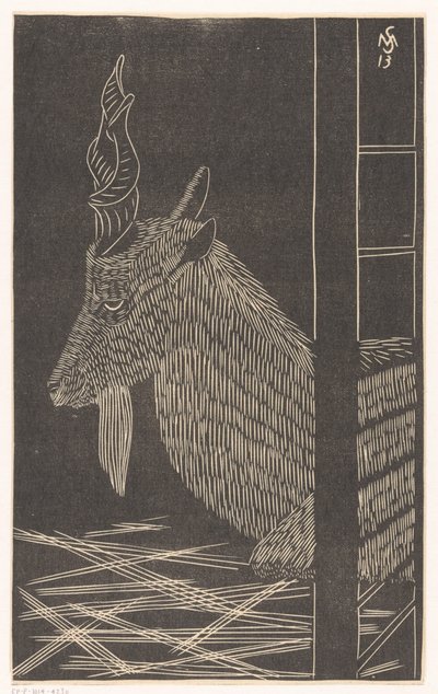 Markhor kecske (Szarvas ül a ketrecben) alkotó: Samuel Jessurun de Mesquita