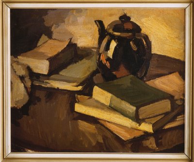 Csendélet teáskannával és könyvekkel az asztalon, 1926 körül alkotó: Samuel John Peploe