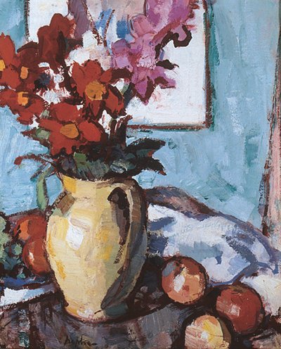 Dáliák és kardvirágok (olaj, vászon) alkotó: Samuel John Peploe