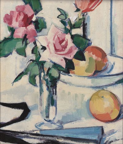 Csendélet rózsaszín rózsákkal, alkotó: Samuel John Peploe