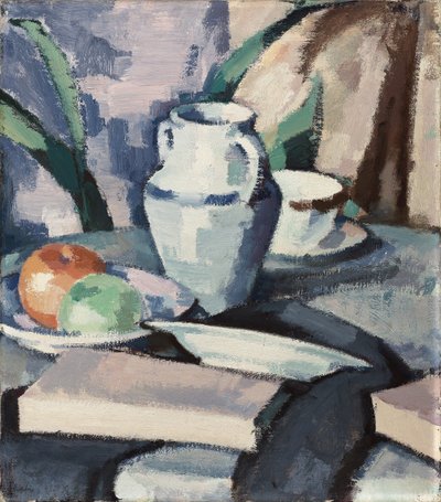Csendélet vázával és könyvekkel, alkotó: Samuel John Peploe