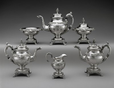 Tea- és kávészolgáltatás, c. 1824-1829 (ezüst) alkotó: Samuel Kirk