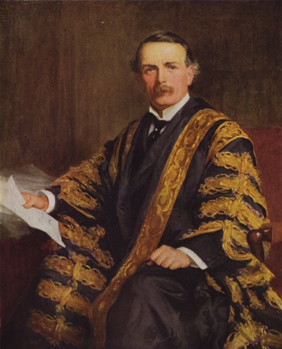 David Lloyd George, walesi liberális politikus és Nagy-Britannia miniszterelnöke (színes litho) alkotó: Samuel Luke (after) Fildes