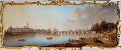 Kilátás a Frankfurt City Panorámára Frankfurt am Mainból, Németországból. Samuel Mund (1724-1794) festménye 18. századi Frankfurt, történelmi múzeum alkotó: Samuel Mund