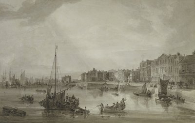 Margate Harbour, 1806 (barna mosás grafit felett) alkotó: Samuel Owen