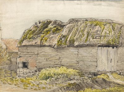 Mohos tetős pajta, Shoreham (akvarell barna mosással, tussal, gouache-szal és ceruzával papíron) alkotó: Samuel Palmer