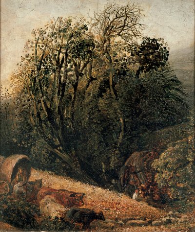 Fákkal határolt kukoricatábla, 1833-1834 alkotó: Samuel Palmer