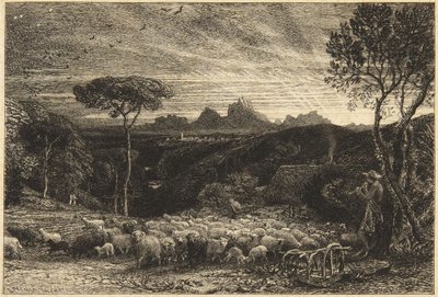 „Az akol kinyitása” vagy „Kora reggel” alkotó: Samuel Palmer