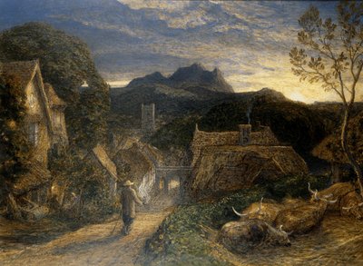 The Bellman (akvarell és testfesték a fedélzeten) alkotó: Samuel Palmer
