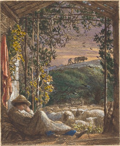 Az alvó juhász; Kora reggel alkotó: Samuel Palmer