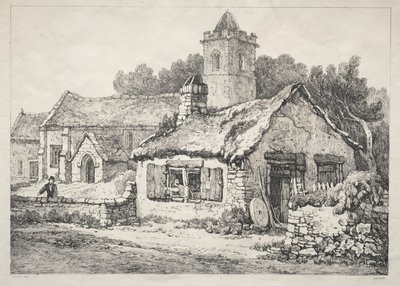 Régi épületek és vidéki nyaralók sorozata Észak-Angliában: Ayton, 1821. alkotó: Samuel Prout