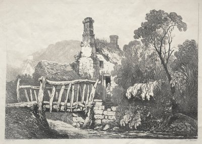 Régi épületek és vidéki nyaralók sorozata Észak-Angliában: Byland közelében, 1821. alkotó: Samuel Prout