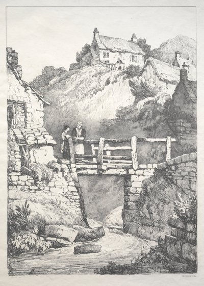 Régi épületek és vidéki nyaralók sorozata Észak-Angliában: Runswick, 1821. alkotó: Samuel Prout