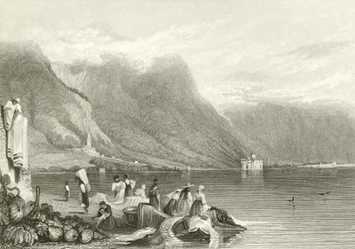Chillon kastélya, Genfi-tó, Svájc alkotó: Samuel Prout