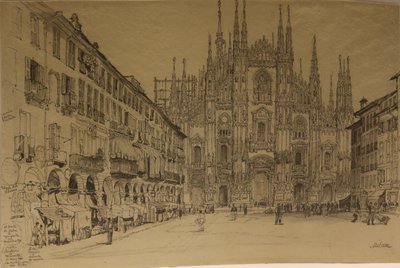 Dóm, Milánó, dátum ismeretlen (akvarell, papír) alkotó: Samuel Prout
