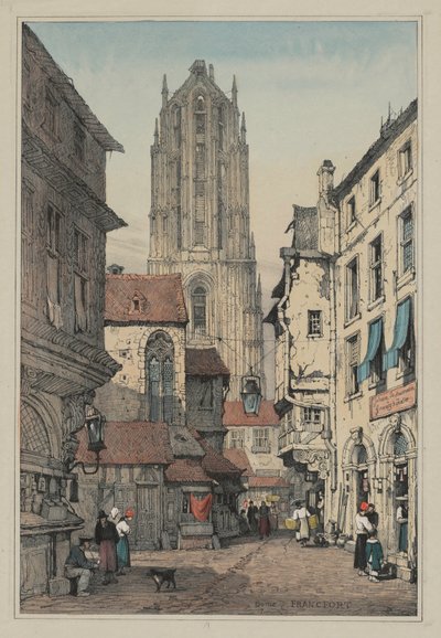 Flandriában és Németországban készült vázlatok épületei: Dome, Frankfurt, c. 1833. alkotó: Samuel Prout
