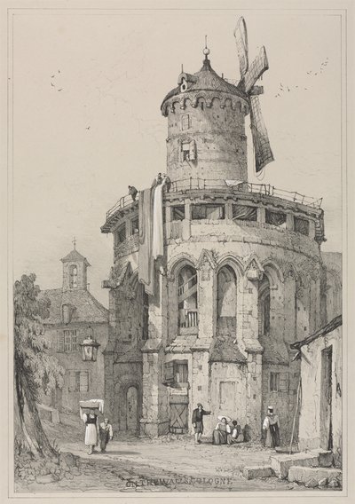 Flandriában és Németországban készült vázlatok fakszimiléi: A falakon, Köln, 1833. alkotó: Samuel Prout