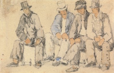 Négy ülő férfiak csoportja alkotó: Samuel Prout