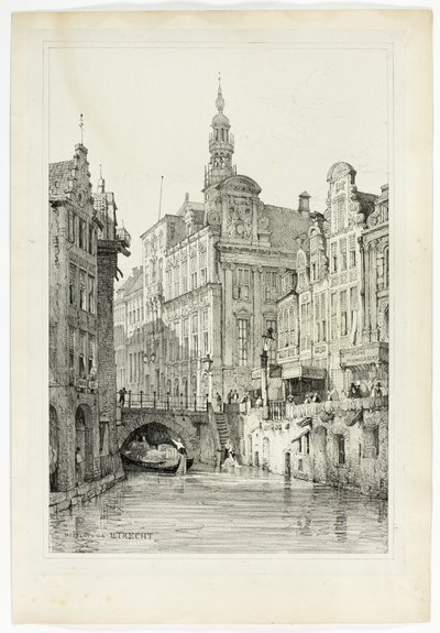 Hotel de Ville, Utrecht, a Flandriában és Németországban készült vázlatok fakszimiléiből alkotó: Samuel Prout