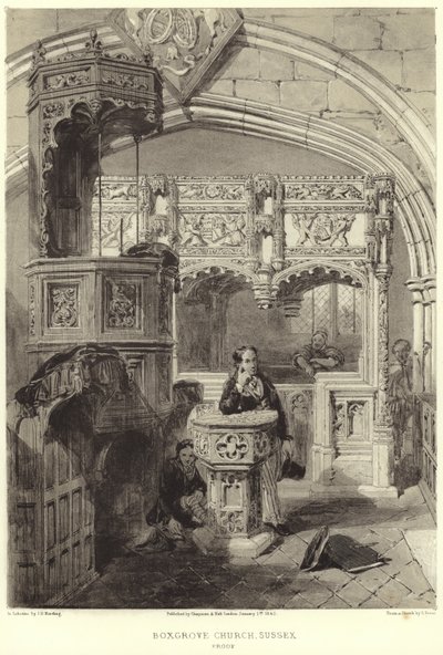 A Szent Mária és Szent Blaise templom belseje alkotó: Samuel Prout
