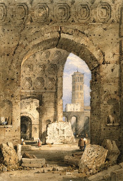 Béke temploma, Forum Romanum (akvarell és gouache, törtfehér papíron) alkotó: Samuel Prout
