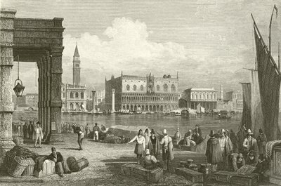 A Canal Grande és a Dózse-palota, Velence alkotó: Samuel Prout
