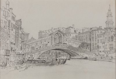 A Rialto, Velence, ismeretlen dátum (akvarell, papír) alkotó: Samuel Prout