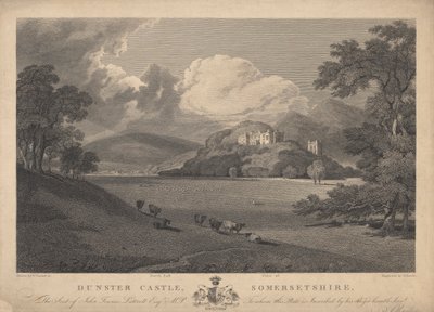 Északkeleti kilátás a Dunster kastélyra, Somersetshire alkotó: Samuel Rawle