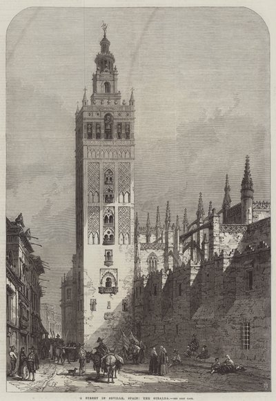 Egy utca Sevillában, Spanyolországban, a Giralda alkotó: Samuel Read