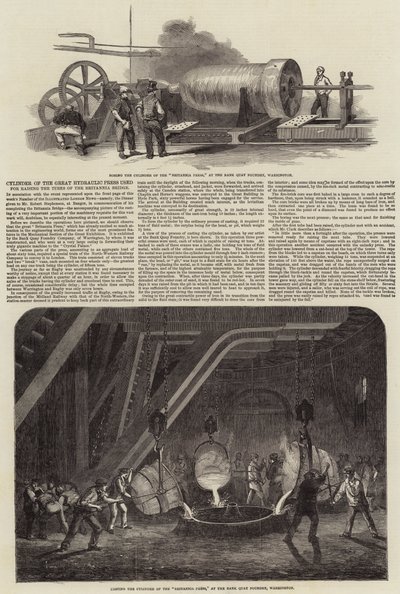 A Nagy Hidraulikus Prés hengere, amelyet a Britannia híd csöveinek emelésére használnak alkotó: Samuel Read