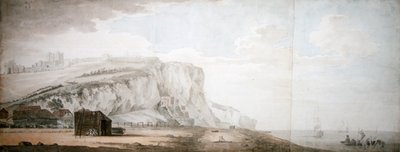Dover Castle and Cliffs from the Shore (ceruza, toll és tinta, akvarell, papír) alkotó: Samuel Scott