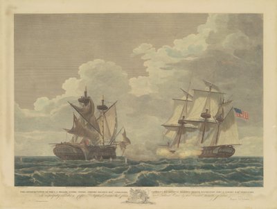 Az Egyesült Államok fregattja elfogja Britanni Fensége Macedón Fregattját alkotó: Samuel Seymour, after Thomas Birch