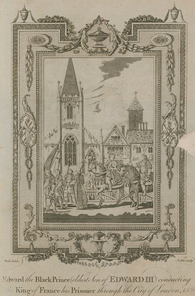 Edward, a fekete herceg, aki Londonon keresztül vezeti foglyát, a francia királyt alkotó: Samuel Wale