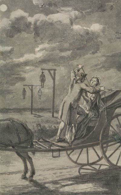 Gyilkosság a kocsiban (valószínűleg a Tyburn Chronicle terve) alkotó: Samuel Wale