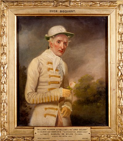 William Farren Lord Ogleby szerepében a „Clandestine Marriage”-ben. alkotó: Samuel de Wilde